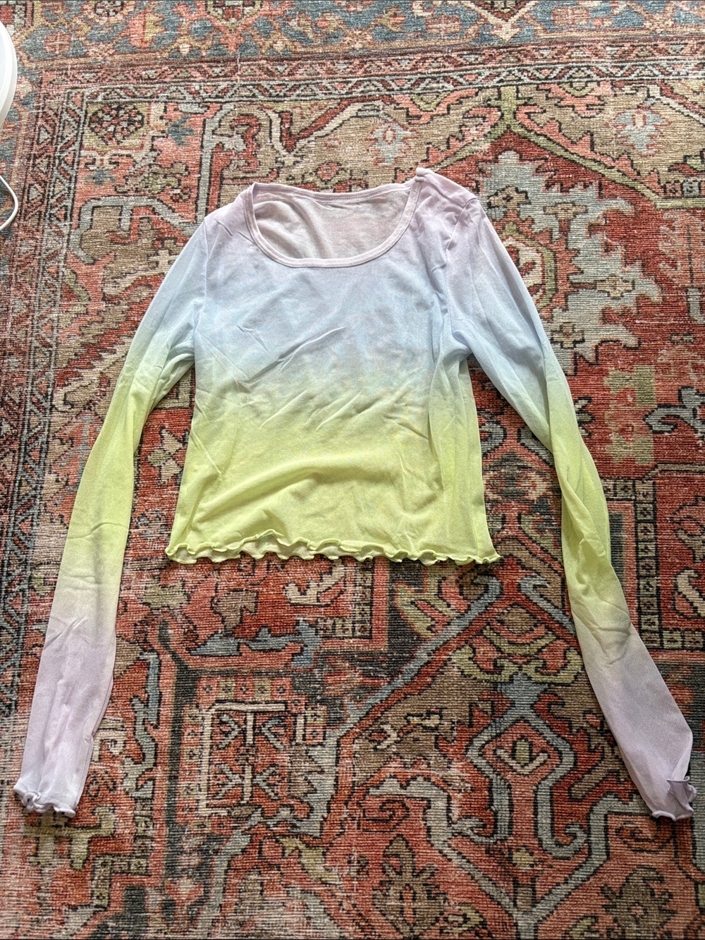 aerie Pastel Ombre Long Sleeve Crop Top